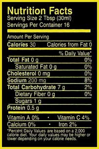 Micanopy Gold Salsa Nutrition Facts